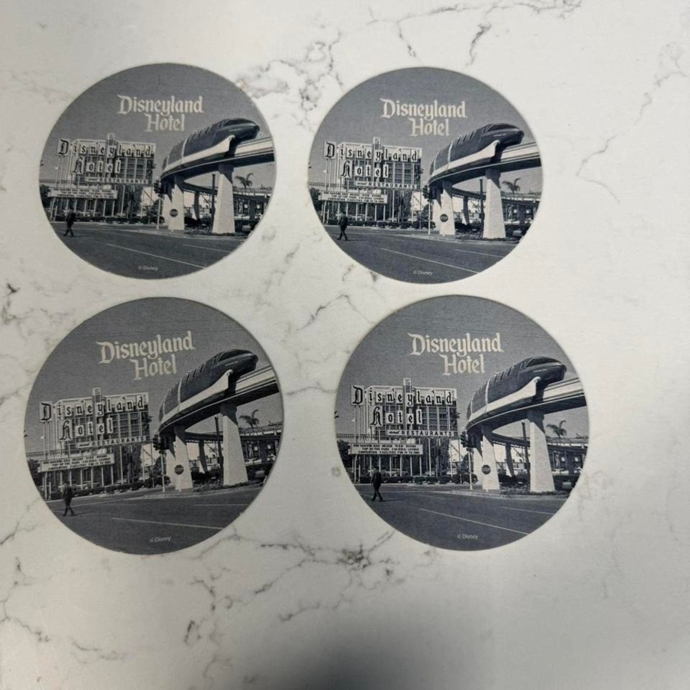 Vintage Disneyland Hotel Monorail Coaster Set of 4 Disney Parks Retro Resort